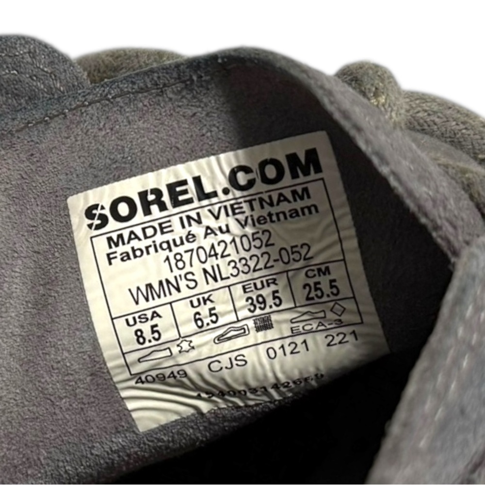 Sorel Evie II Gray Suede Lace Up Waterproof Bootie with‎ Brown Soles - Picture 9 of 9